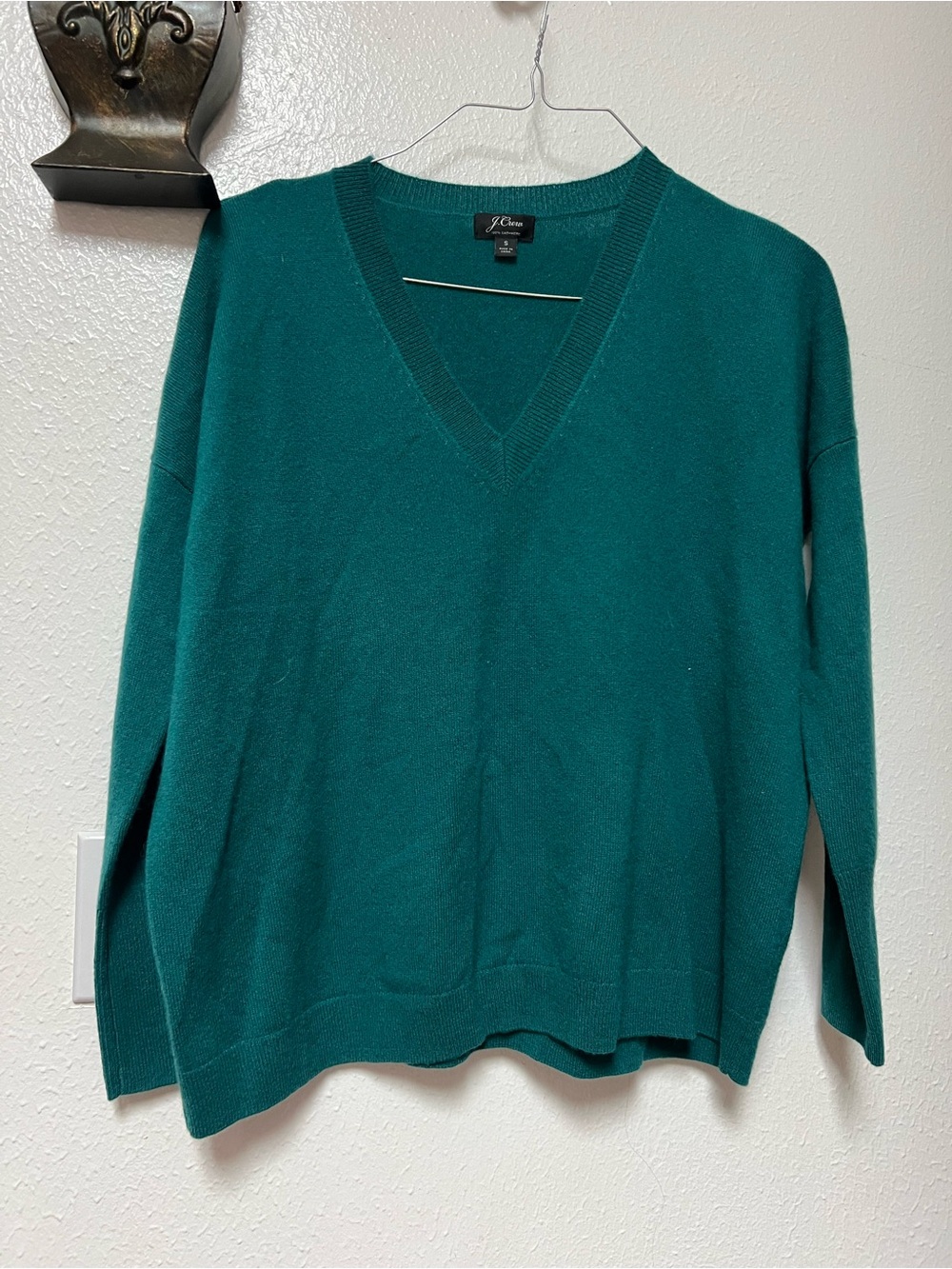 J. Crew Teal V-Neck Cashmere Sweater
